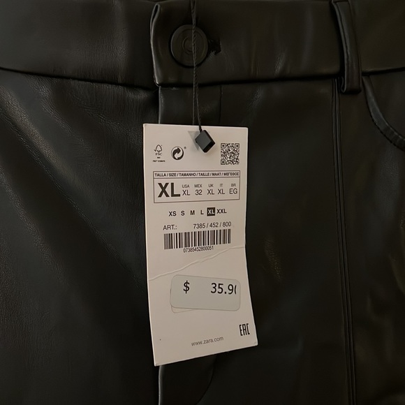 Zara Black Faux Leather High Rise Ankle Zip Leggings - Picture 6 of 10